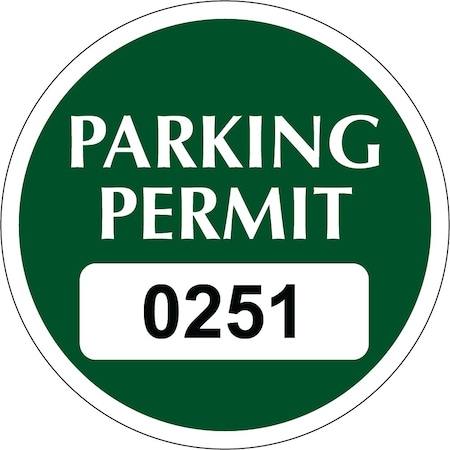 Lustre-Cal Vinyl Permanent Parking Permit Green 2in x 2in  Circle Serialized 251-300, 50PK 253757PvWh1GDi0251